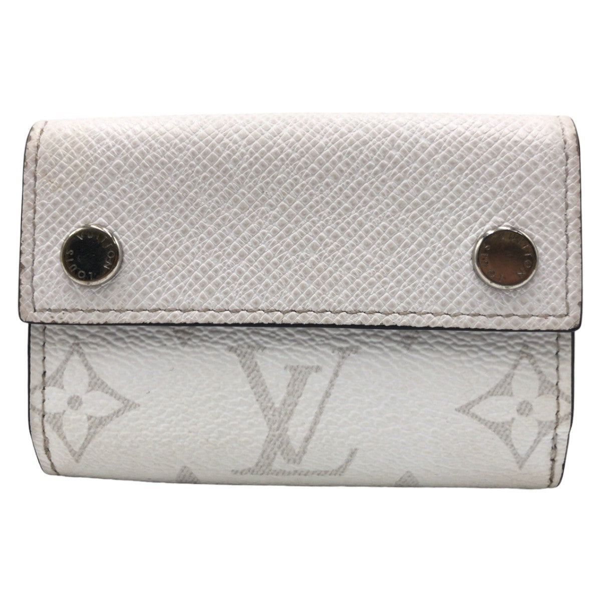 LOUIS VUITTON Tri-fold wallet M30899 PVC Optic White SilverMetal Wallet Taiga rama Discovery compact wallet Women Used Authentic
