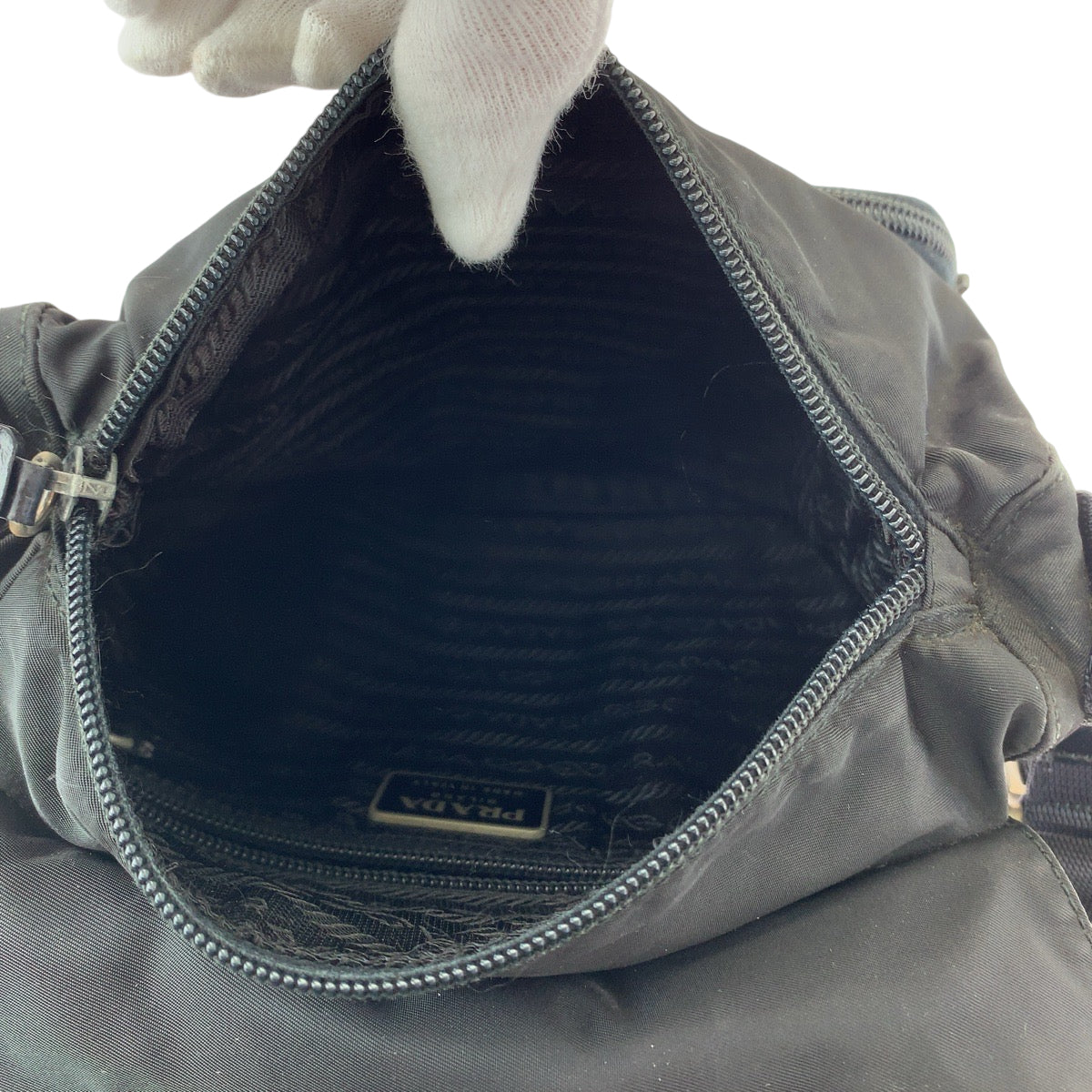PRADA Shoulder Bag BT8994 Nylon Black SilverMetal Shoulder Bag pochette Test Triangle With logo mens Used Authentic
