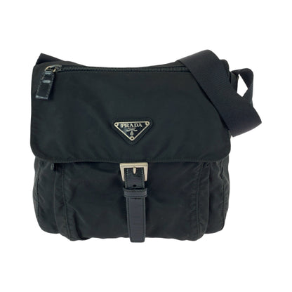 PRADA Shoulder Bag BT8994 Nylon Black SilverMetal Shoulder Bag pochette Test Triangle With logo mens Used Authentic