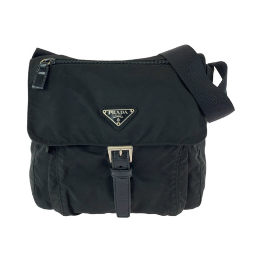 PRADA Shoulder Bag BT8994 Nylon Black SilverMetal Shoulder Bag pochette Test Triangle With logo mens Used Authentic