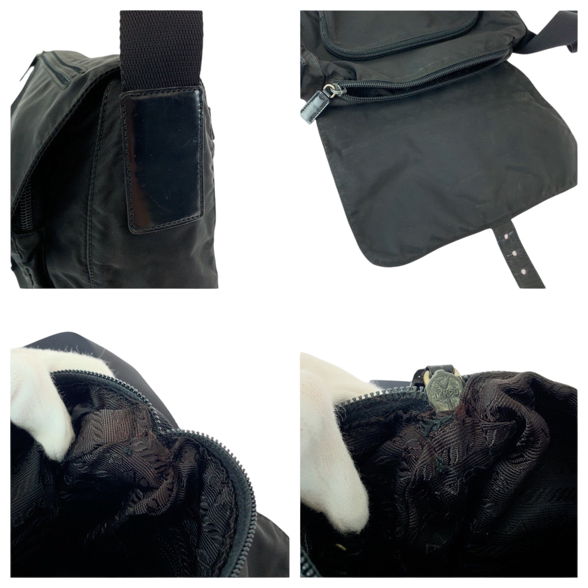 PRADA Shoulder Bag BT8994 Nylon Black SilverMetal Shoulder Bag pochette Test Triangle With logo mens Used Authentic