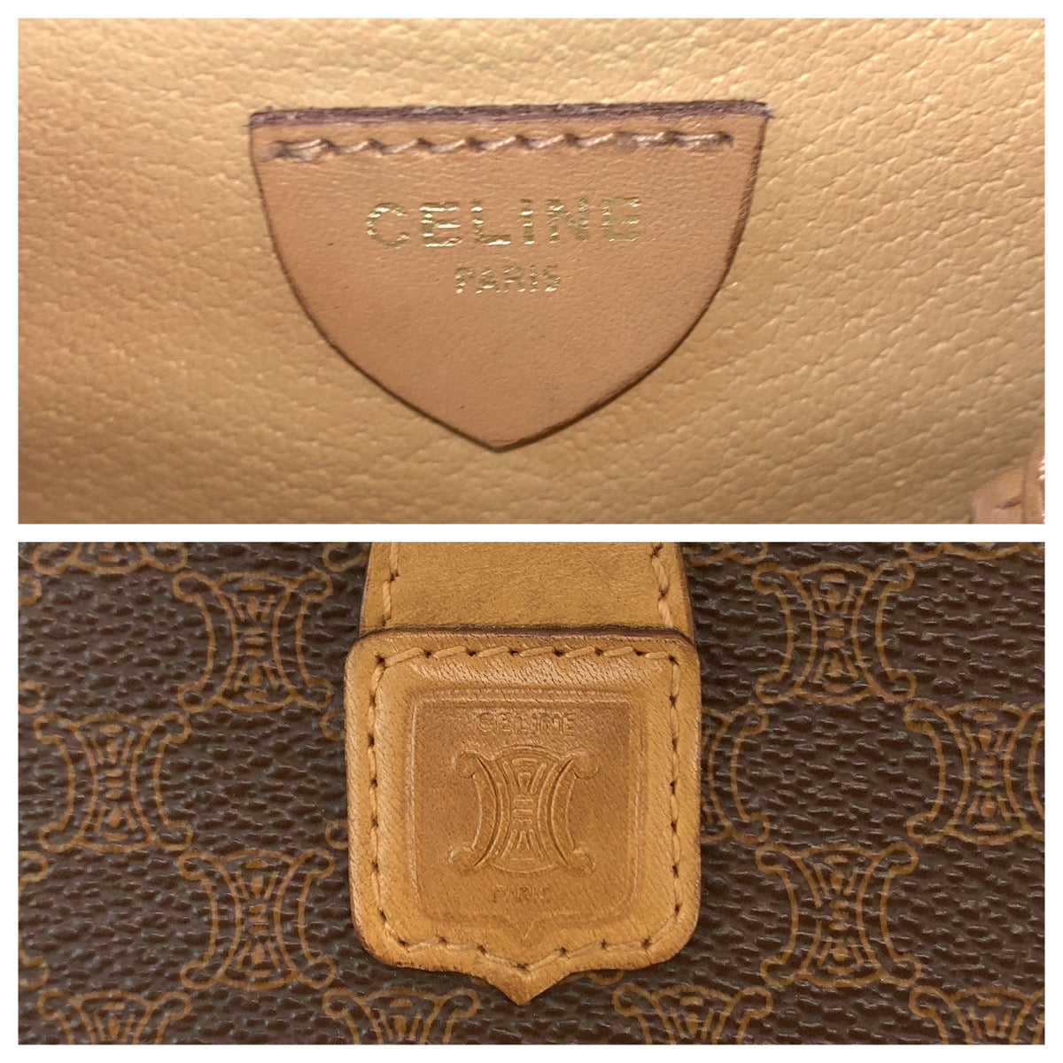 CELINE Shoulder Bag PVC, Leather Brown Crossbody Mini Shoulder Bag Pochette Macadam Women Used Authentic