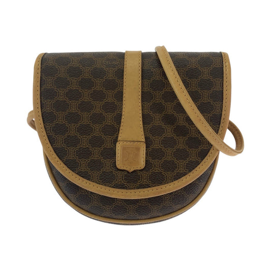 CELINE Shoulder Bag PVC, Leather Brown Crossbody Mini Shoulder Bag Pochette Macadam Women Used Authentic