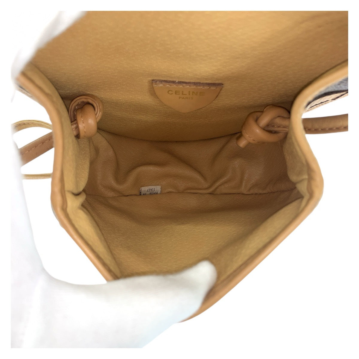 CELINE Shoulder Bag PVC, Leather Brown Crossbody Mini Shoulder Bag Pochette Macadam Women Used Authentic