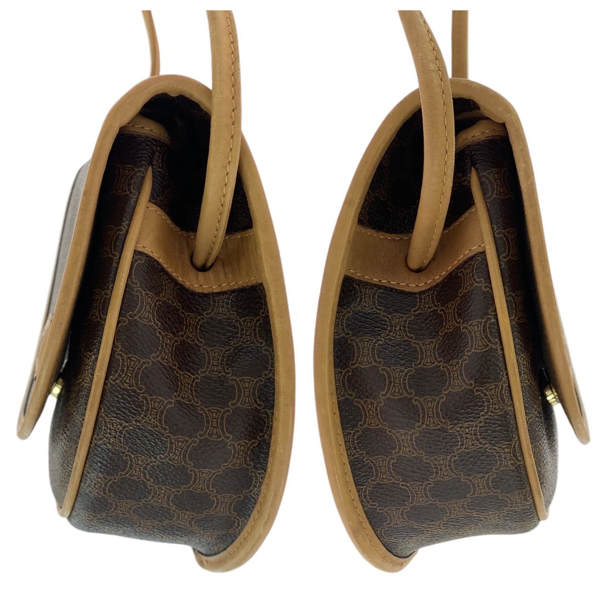 CELINE Shoulder Bag PVC, Leather Brown Crossbody Mini Shoulder Bag Pochette Macadam Women Used Authentic