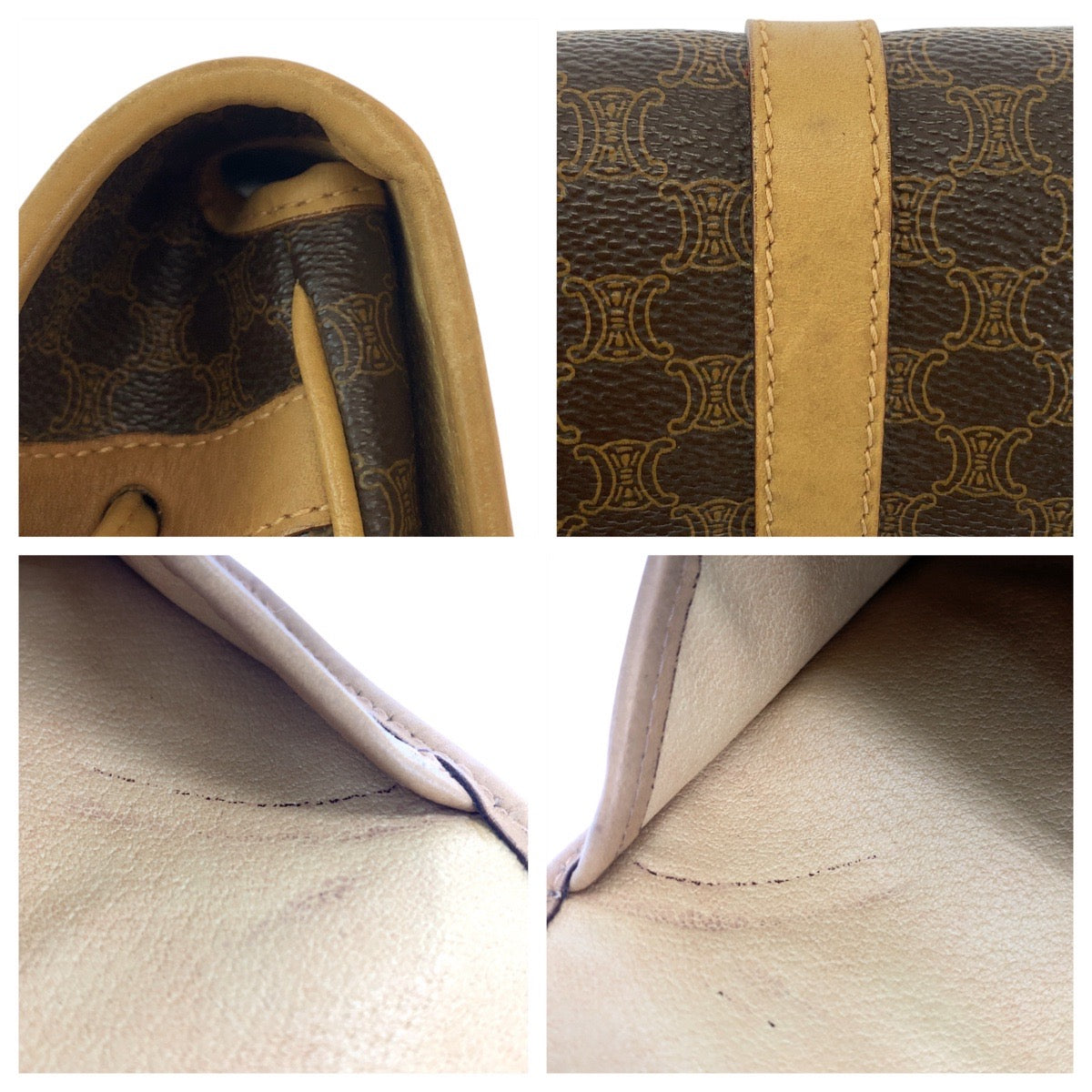CELINE Shoulder Bag PVC, Leather Brown Crossbody Mini Shoulder Bag Pochette Macadam Women Used Authentic