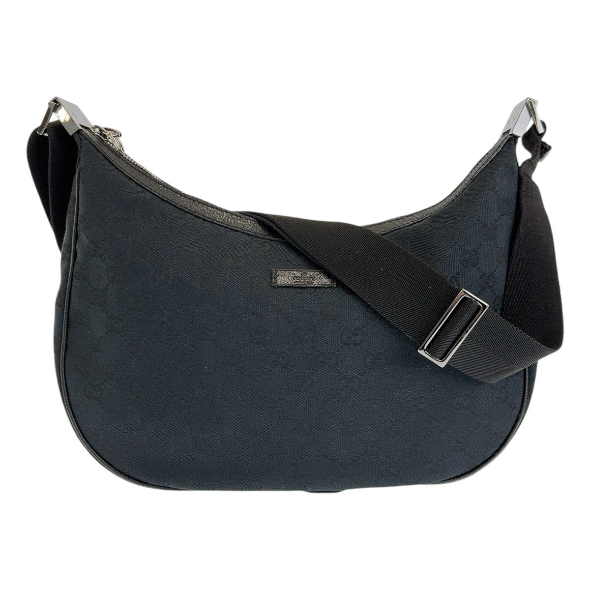 GUCCI Shoulder Bag 122790 GG canvas Black SilverMetal Crossbody Shoulder Bag Women Used Authentic