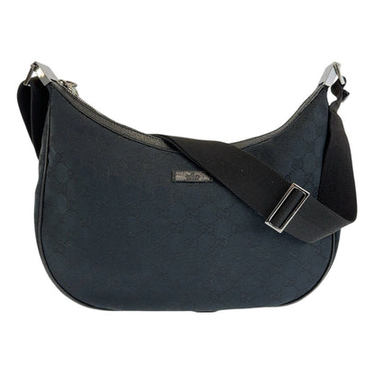 GUCCI Shoulder Bag 122790 GG canvas Black SilverMetal Crossbody Shoulder Bag Women Used Authentic