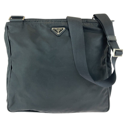 PRADA Shoulder Bag Nylon Black SilverMetal Crossbody Shoulder Bag Messenger Bag Test Triangle With logo mens Used Authentic