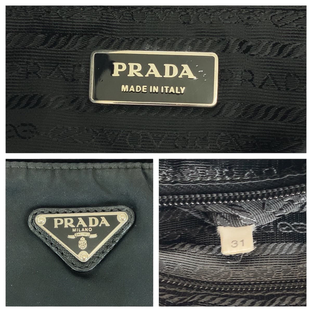 PRADA Shoulder Bag Nylon Black SilverMetal Crossbody Shoulder Bag Messenger Bag Test Triangle With logo mens Used Authentic