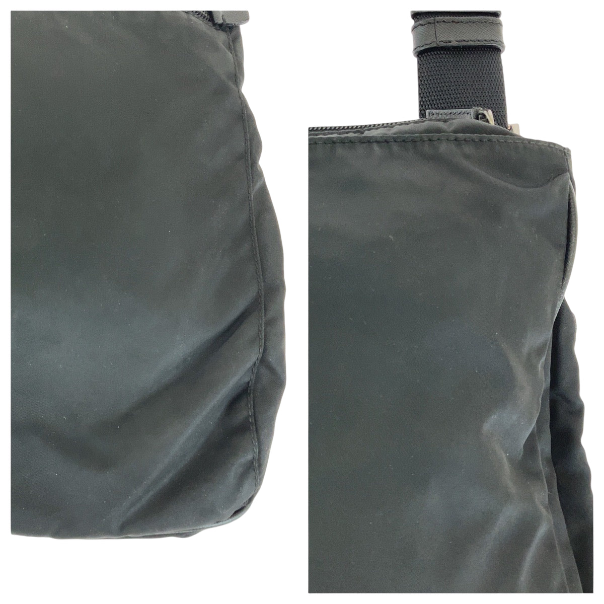 PRADA Shoulder Bag Nylon Black SilverMetal Crossbody Shoulder Bag Messenger Bag Test Triangle With logo mens Used Authentic