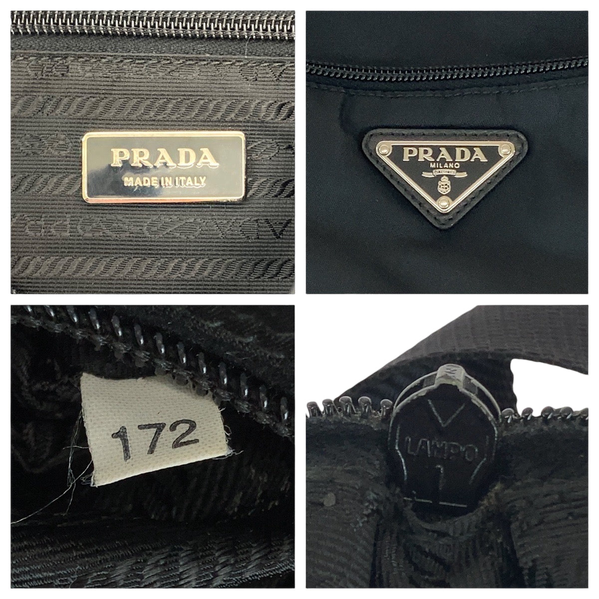 PRADA Shoulder Bag Nylon Black Silver Metal Shoulder Bag pochette Test Triangle With logo Women Used Authentic