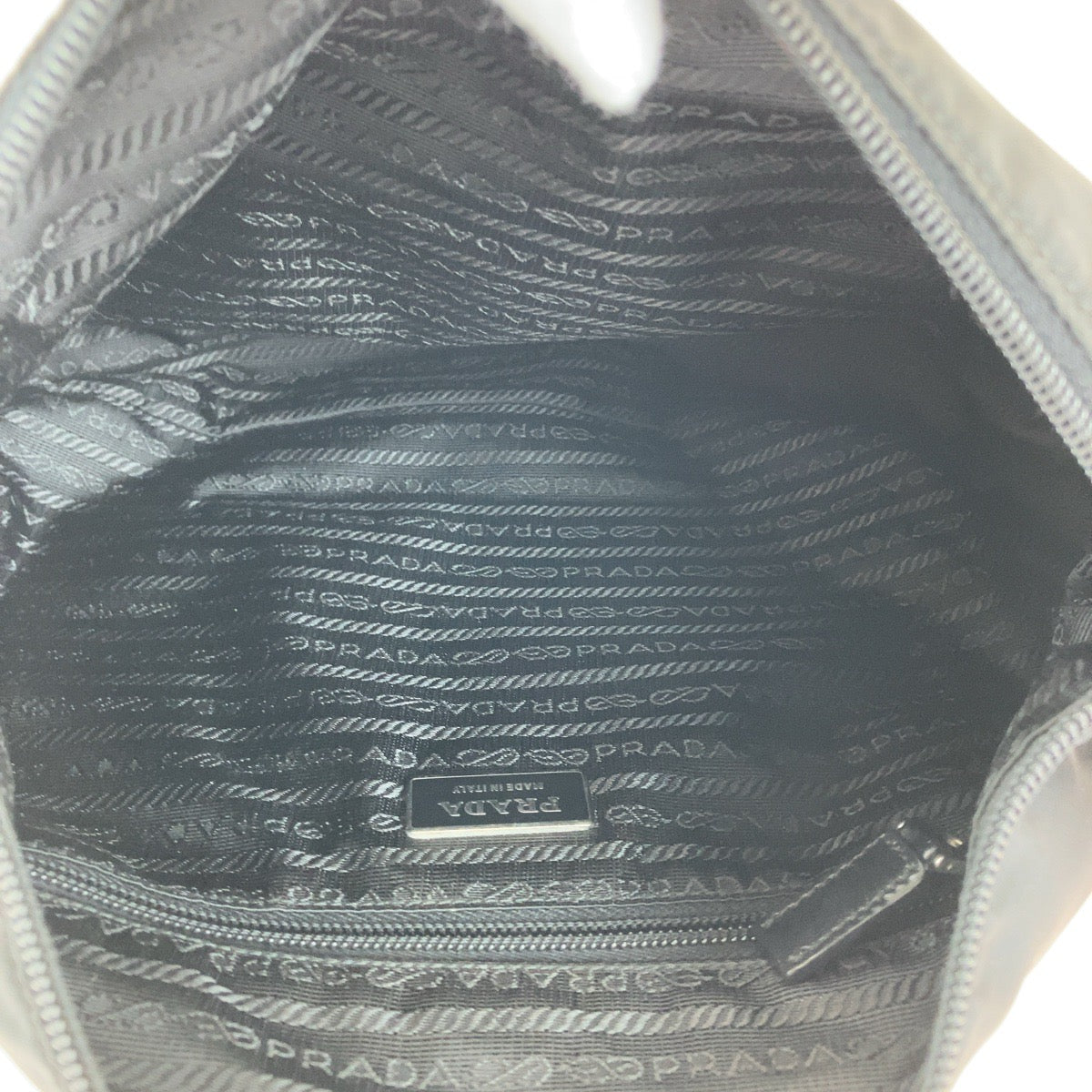 PRADA Shoulder Bag Nylon Black Silver Metal Shoulder Bag pochette Test Triangle With logo Women Used Authentic