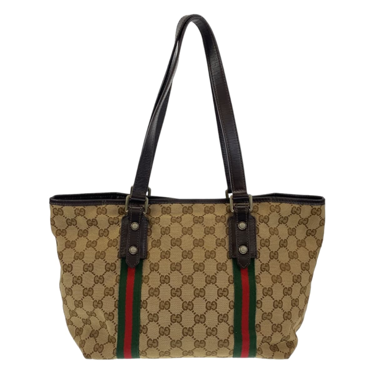 GUCCI Tote Bag 137396 GG canvas Beige multicolor Tote Bag Shoulder Bag Sherry line Women Used Authentic
