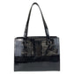 BURBERRY Tote Bag Patent leather black Tote bag Shoulder Bag Check Pattern Embossed Women Used Authentic
