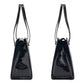 BURBERRY Tote Bag Patent leather black Tote bag Shoulder Bag Check Pattern Embossed Women Used Authentic