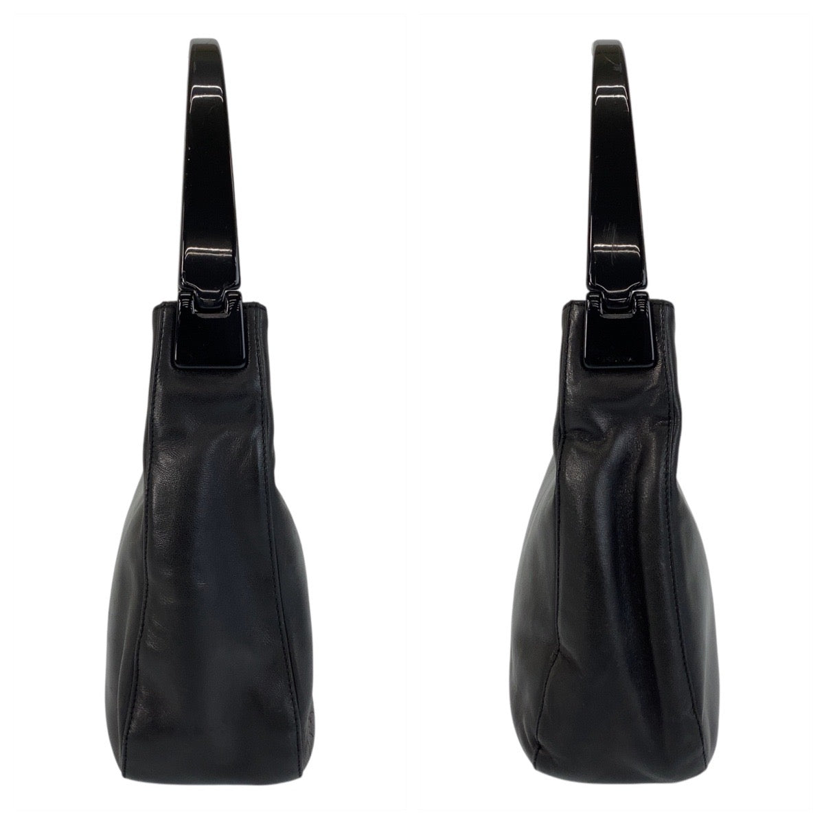 PRADA Shoulder Bag Leather, Plastic black Shoulder Bag Women Used Authentic
