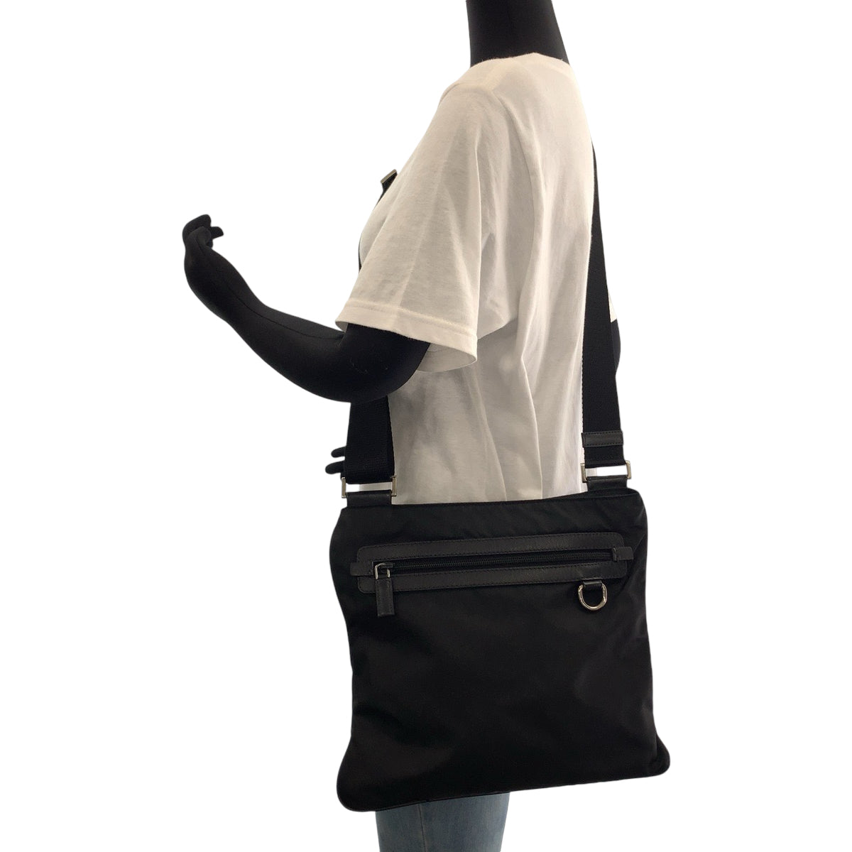 PRADA Shoulder Bag VA0340 Nylon Black SilverMetal Shoulder Bag Messenger bag Test Triangle With logo mens Used Authentic