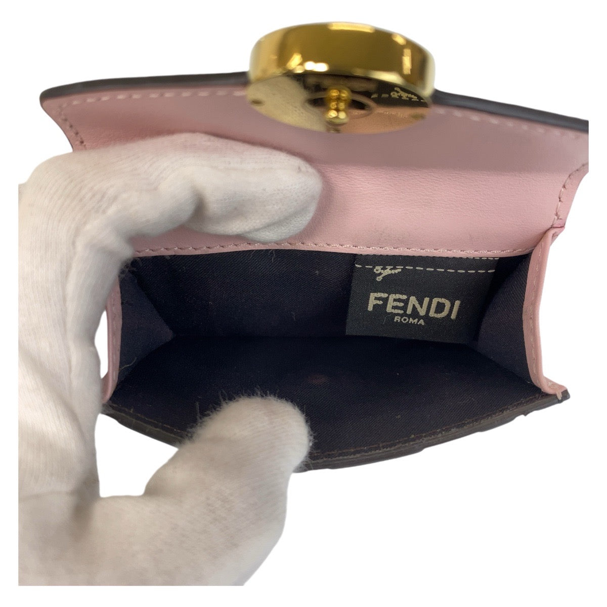 FENDI Tri-fold wallet leather Brown Folding wallet Compact wallet ZUCCA F IS FENDI Women Used Authentic