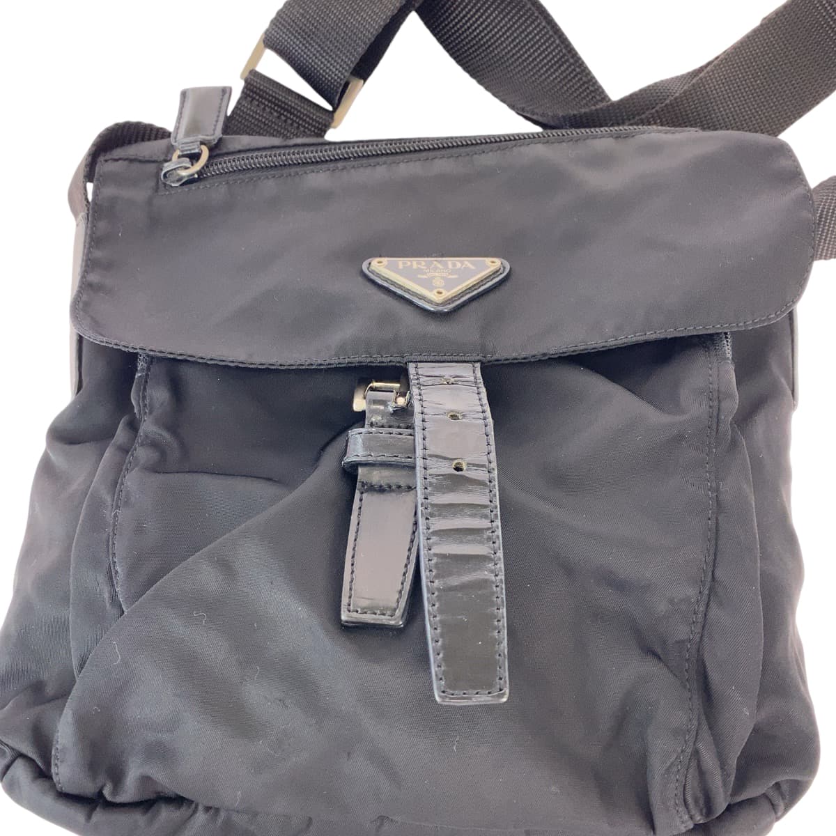 PRADA Shoulder Bag BT8994 Nylon black Crossbody Shoulder Bag Pochette Test Triangle With logo mens Used Authentic