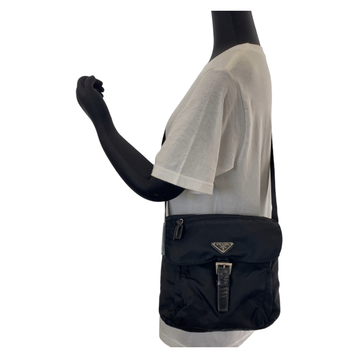 PRADA Shoulder Bag BT8994 Nylon black Crossbody Shoulder Bag Pochette Test Triangle With logo mens Used Authentic