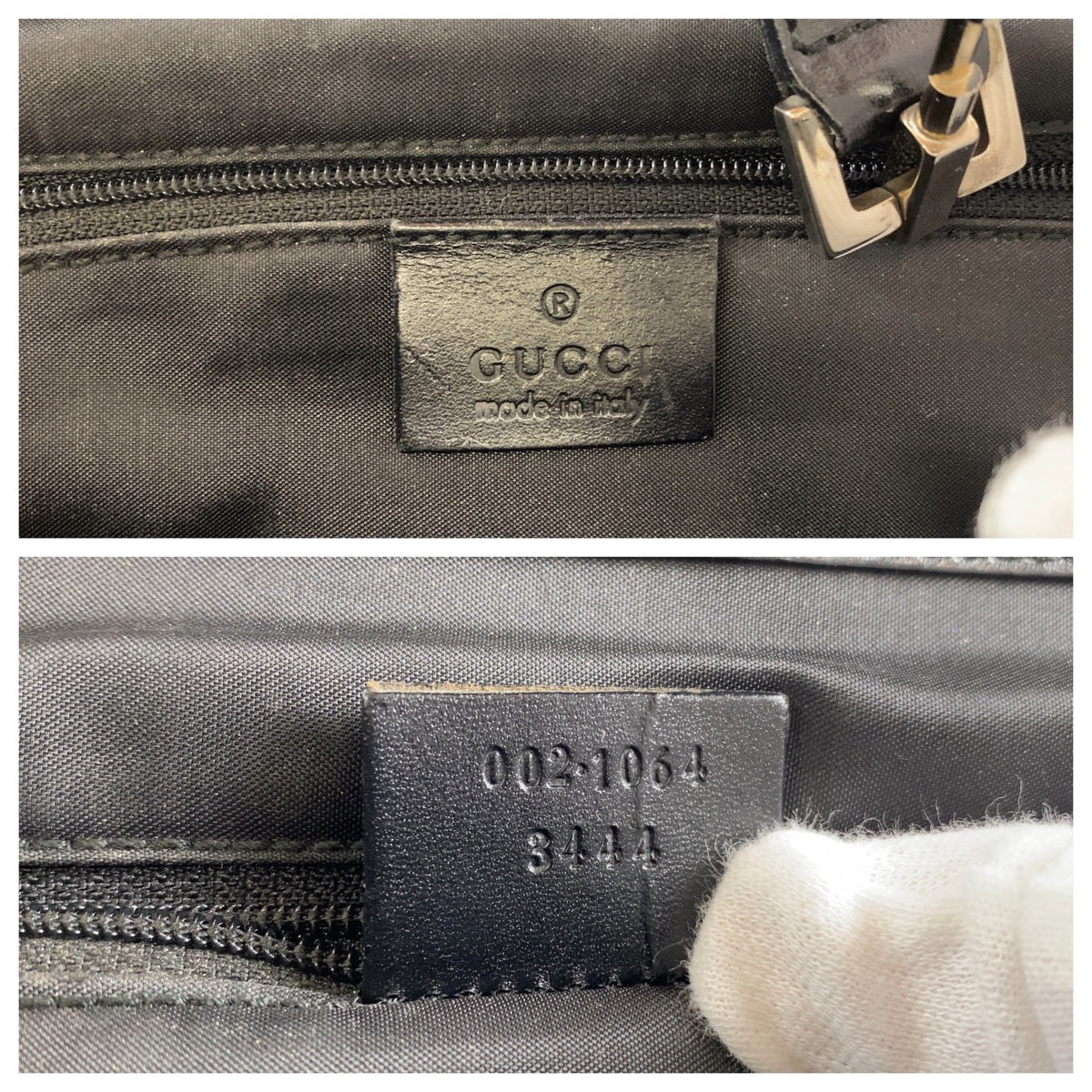 GUCCI Tote Bag 002 1064 GG canvas, leather black Tote Bag handbag Jackie Women Used Authentic