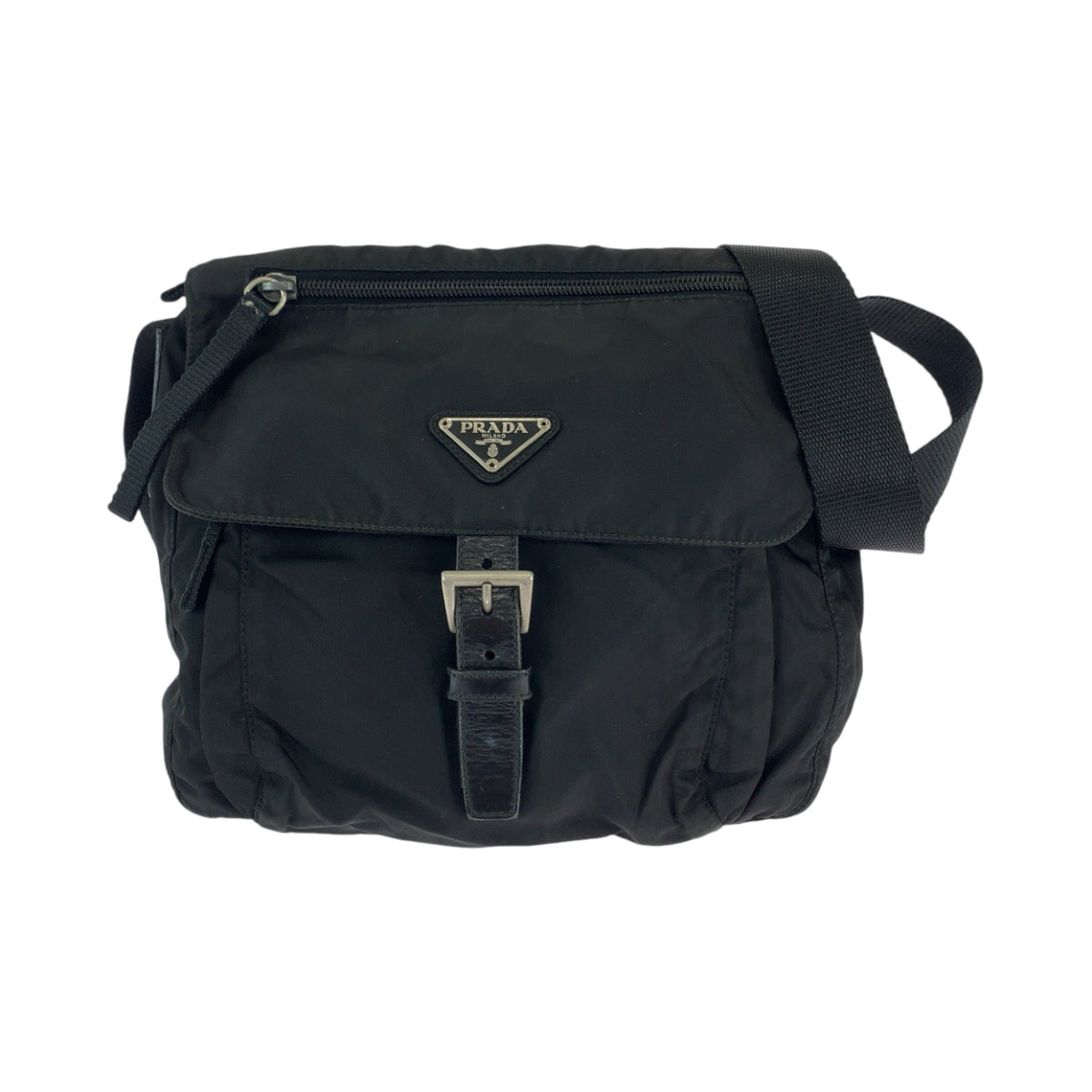 PRADA Shoulder Bag Nylon black Shoulder Bag Messenger bag Test Triangle With logo mens Used Authentic
