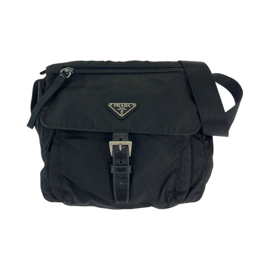 PRADA Shoulder Bag Nylon black Shoulder Bag Messenger bag Test Triangle With logo mens Used Authentic