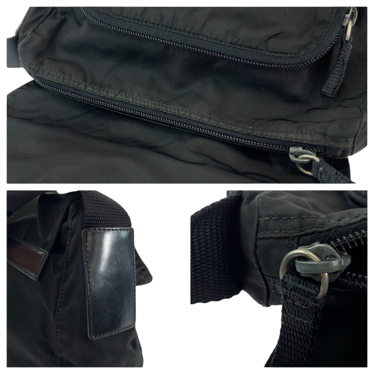 PRADA Shoulder Bag Nylon black Shoulder Bag Messenger bag Test Triangle With logo mens Used Authentic