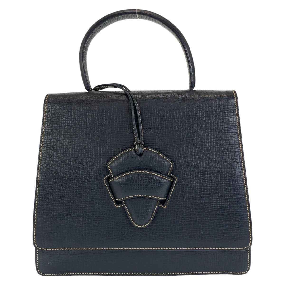 LOEWE Handbag leather Navy Handbag Barcelona Women Used Authentic