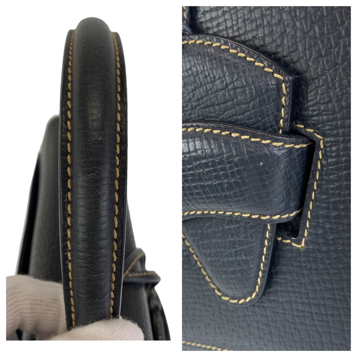 LOEWE Handbag leather Navy Handbag Barcelona Women Used Authentic