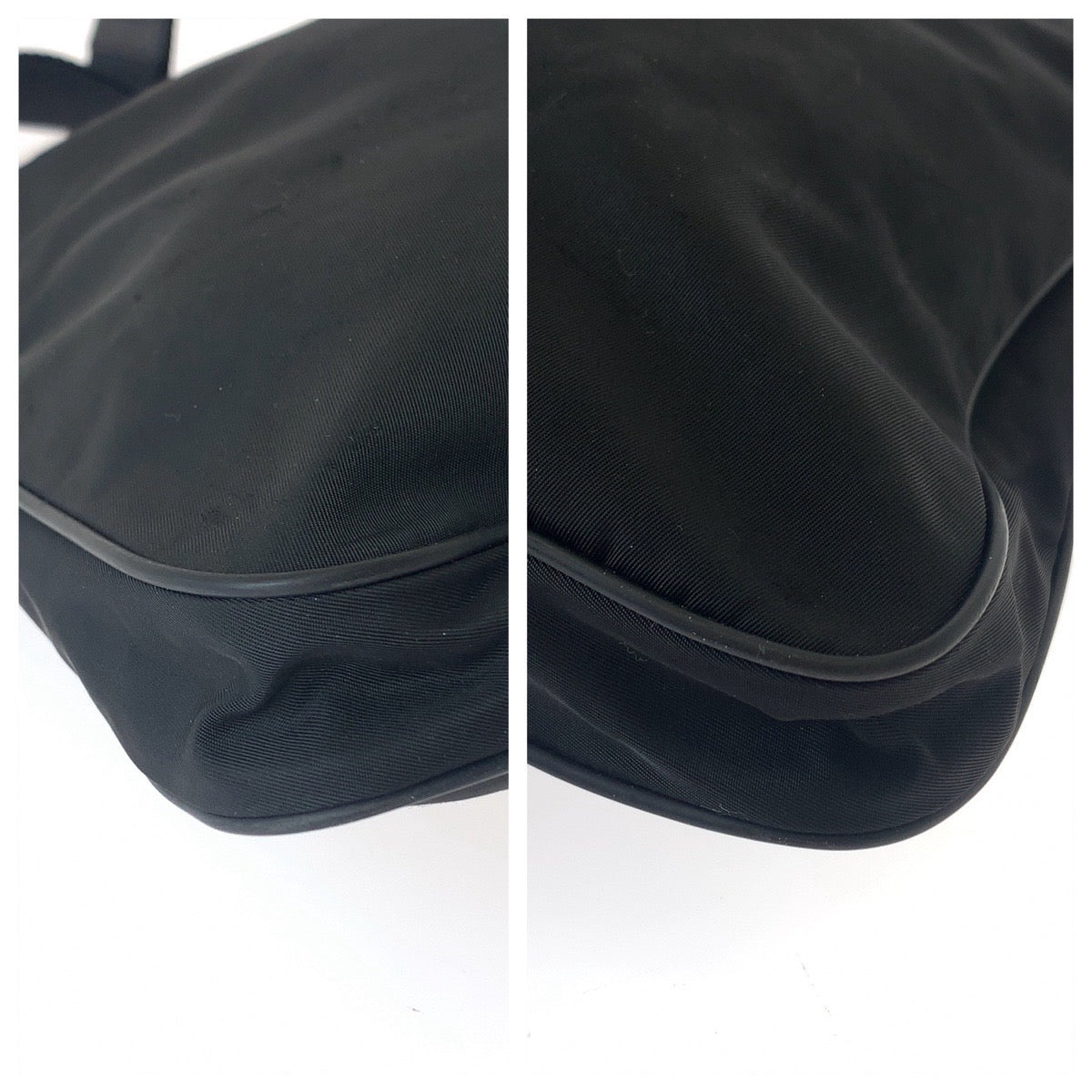 PRADA Shoulder Bag Nylon Black SilverMetal Shoulder Bag Crossbody Test Triangle With logo mens Used Authentic