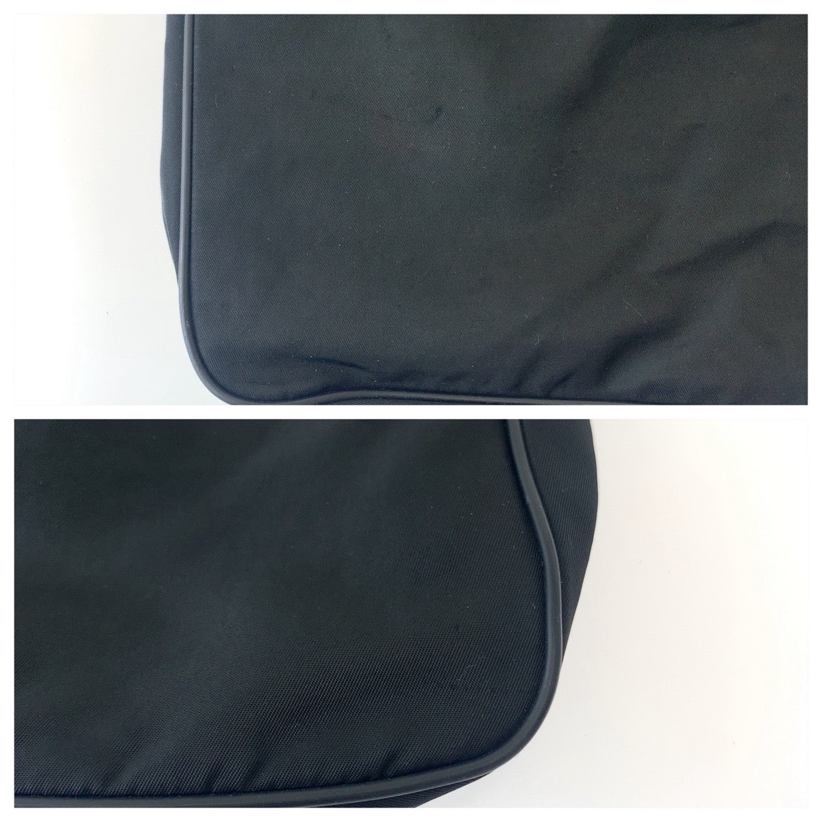 PRADA Shoulder Bag Nylon Black SilverMetal Shoulder Bag Crossbody Test Triangle With logo mens Used Authentic