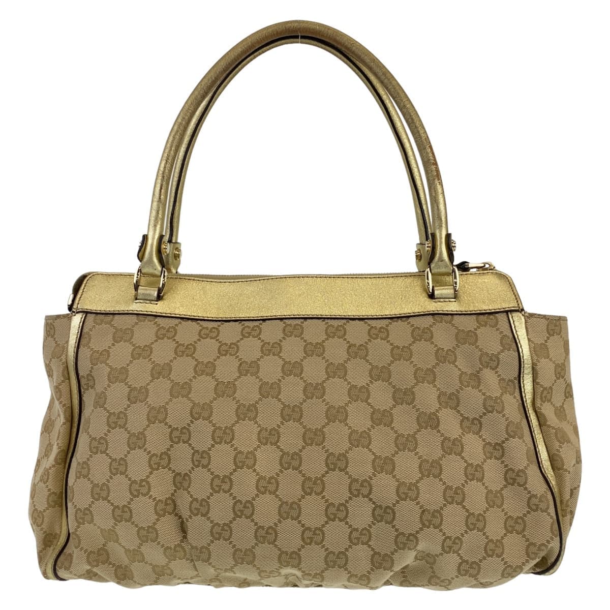 GUCCI Tote Bag 189831 GG canvas Beige Gold Metal Tote Bag Shoulder Bag Abbey Women Used Authentic