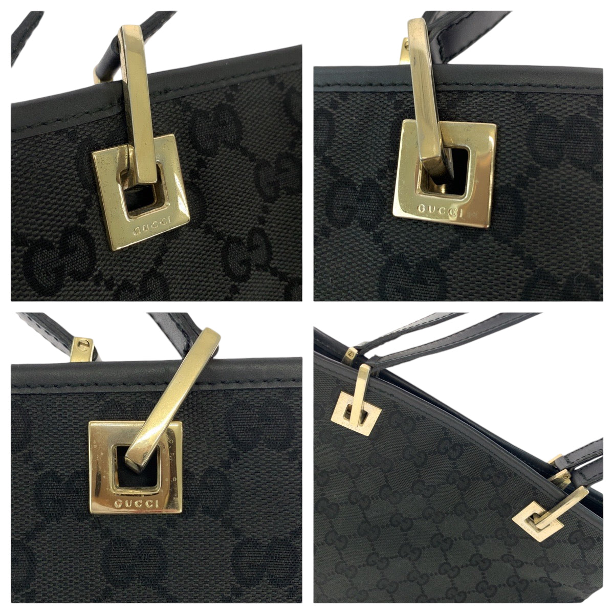 GUCCI Tote Bag 002 1099 GG canvas black Shoulder Bag Women Used Authentic
