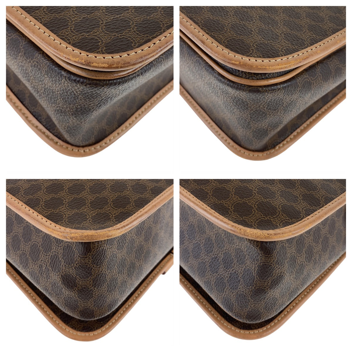 CELINE Shoulder Bag PVC, Leather Brown Crossbody Shoulder Bag Macadam Women Used Authentic