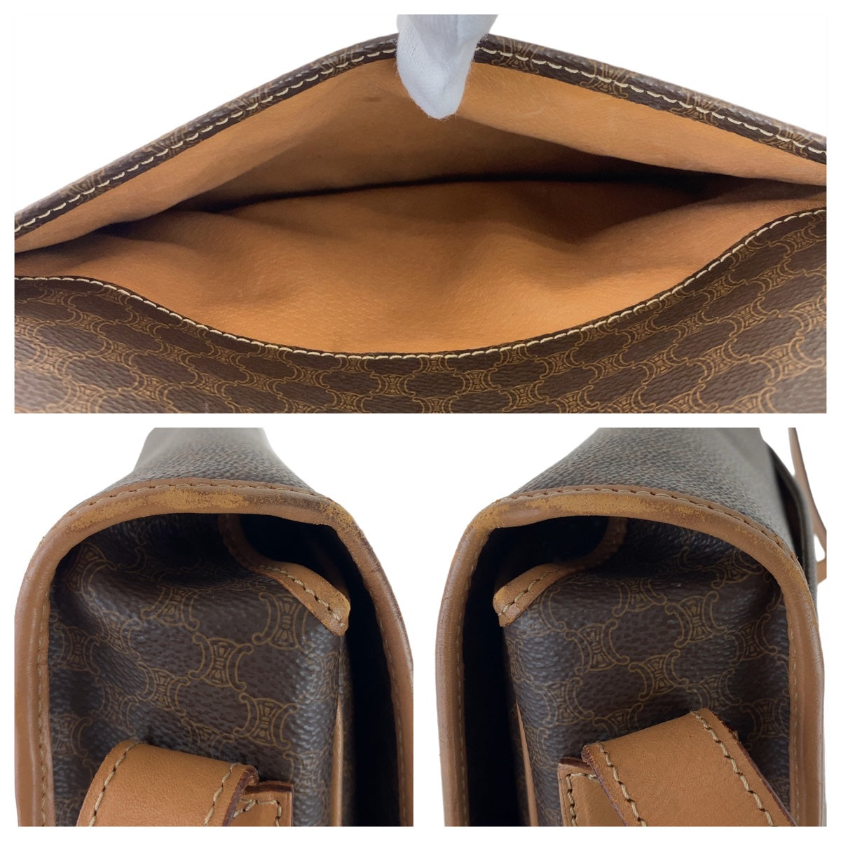 CELINE Shoulder Bag PVC, Leather Brown Crossbody Shoulder Bag Macadam Women Used Authentic