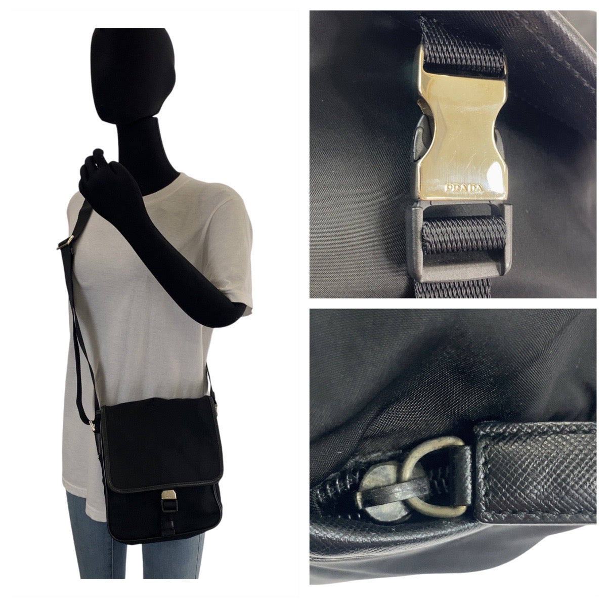 PRADA Shoulder Bag Nylon black Crossbody Shoulder Bag Messenger Bag Test Triangle With logo mens(Unisex) Used Authentic