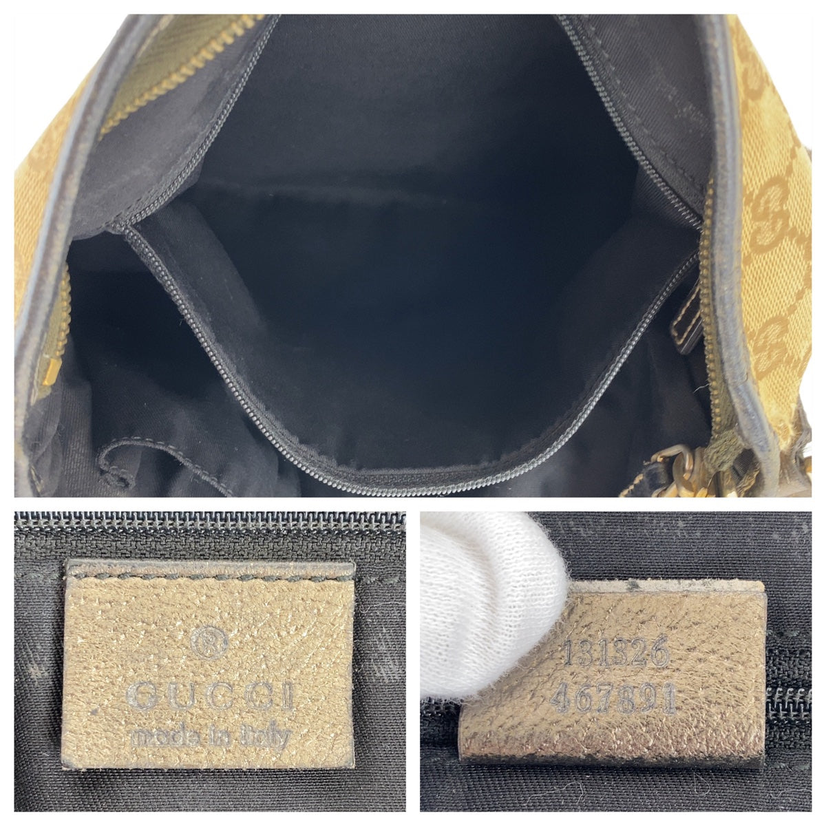 GUCCI Shoulder Bag 131326 GG canvas, leather Beige Brown Gold Metal Crossbody Shoulder Bag Pochette Abbey GG pattern Women Used Authentic