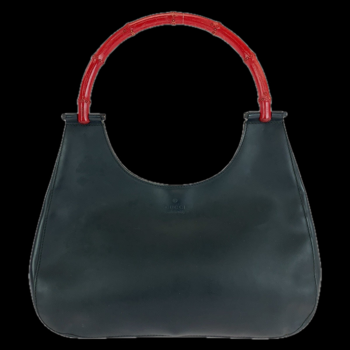 GUCCI Shoulder Bag 001 3739 leather black Bamboo Women Used Authentic