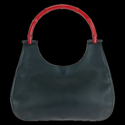 GUCCI Shoulder Bag 001 3739 leather black Bamboo Women Used Authentic