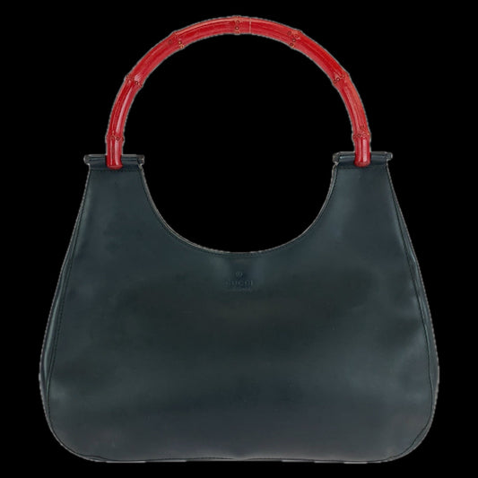 GUCCI Shoulder Bag 001 3739 leather black Bamboo Women Used Authentic