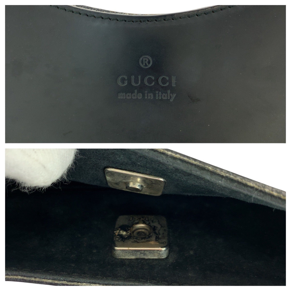 GUCCI Shoulder Bag 001 3739 leather black Bamboo Women Used Authentic
