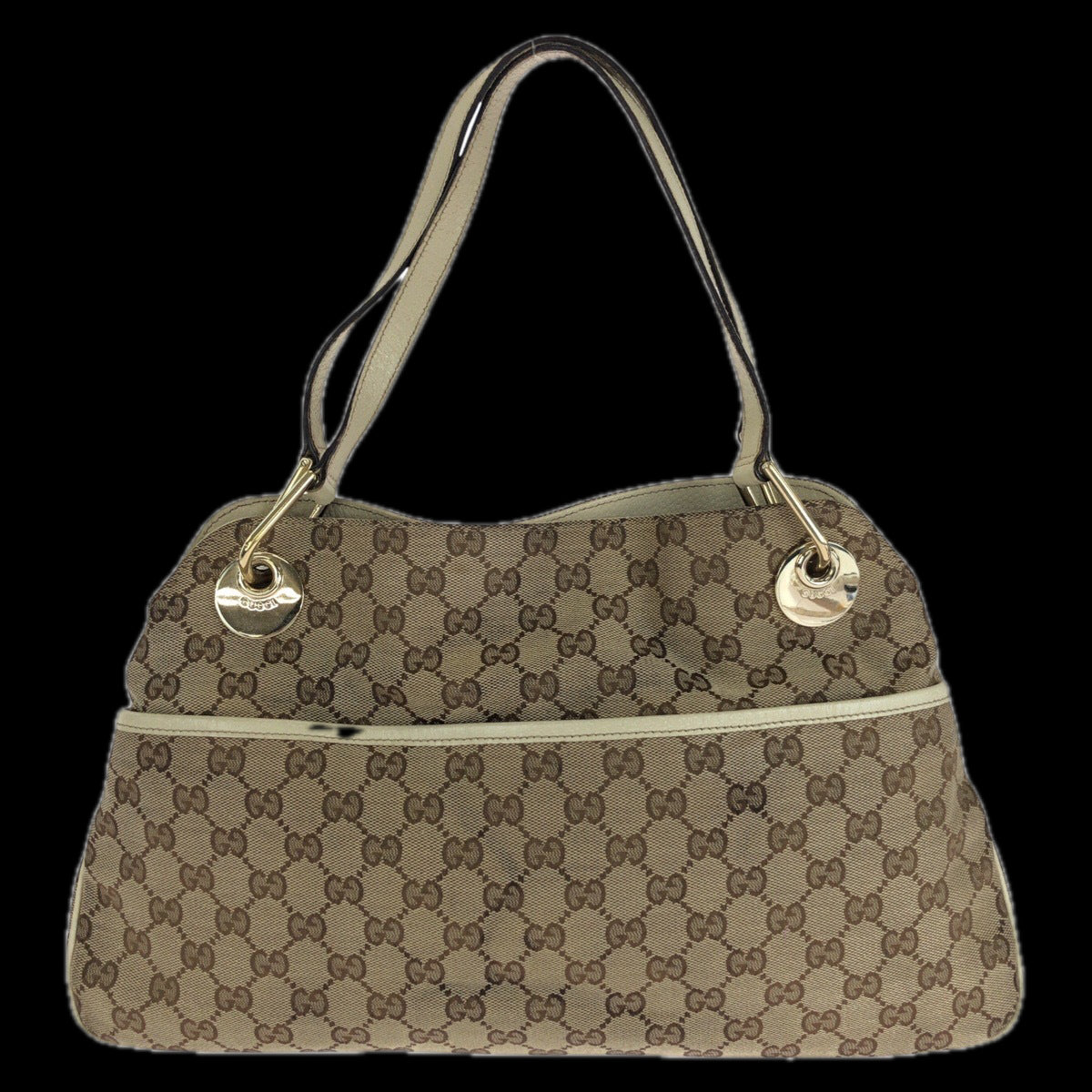 GUCCI Tote Bag 121023 GG canvas, leather Brown Tote Bag Shoulder Bag Women Used Authentic