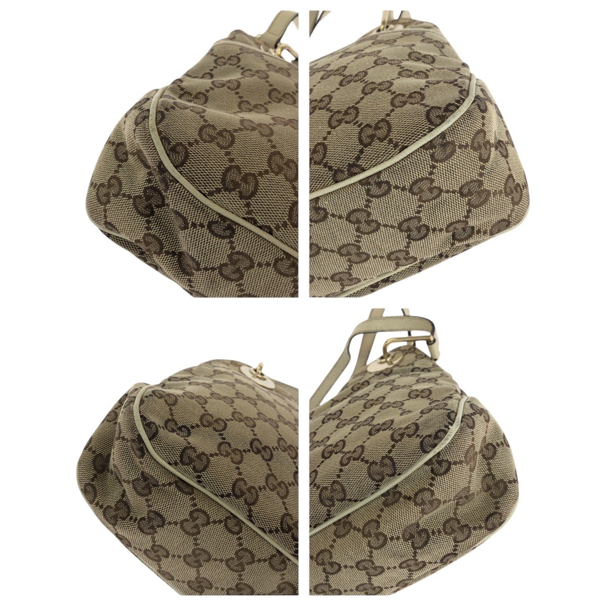 GUCCI Tote Bag 121023 GG canvas, leather Brown Tote Bag Shoulder Bag Women Used Authentic