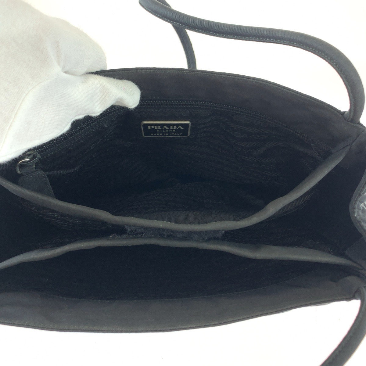 PRADA Tote Bag Nylon black Tote Bag handbag Test Triangle With logo Women Used Authentic