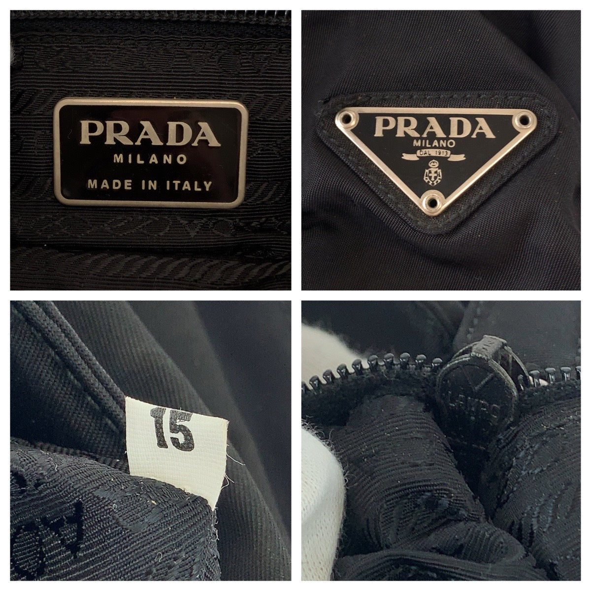 PRADA Tote Bag Nylon black Tote Bag handbag Test Triangle With logo Women Used Authentic