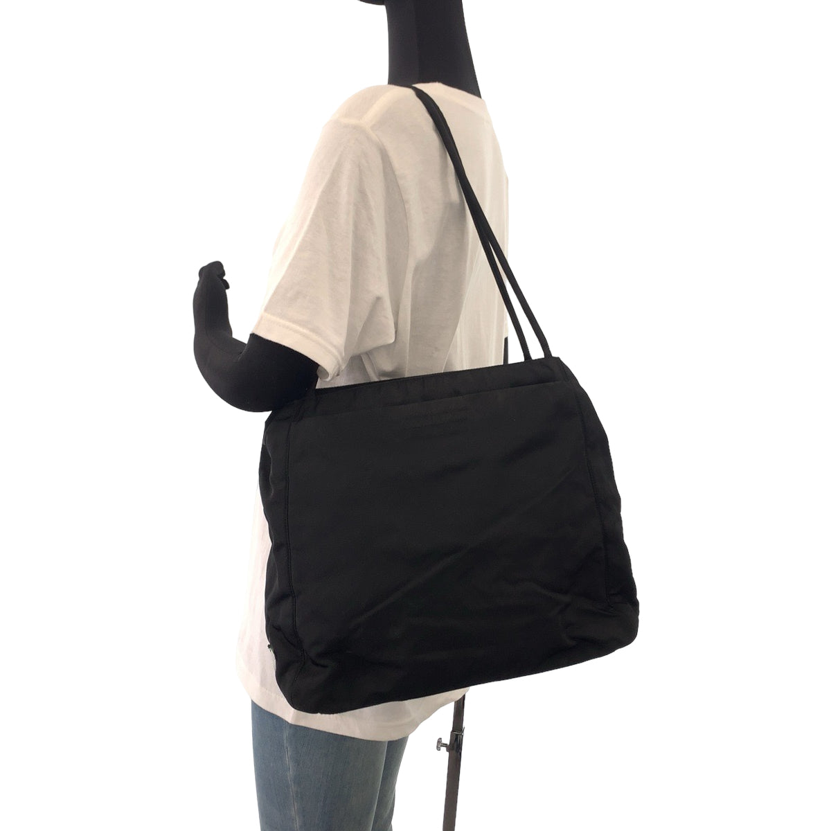 PRADA Tote Bag Nylon black Tote Bag handbag Test Triangle With logo Women Used Authentic