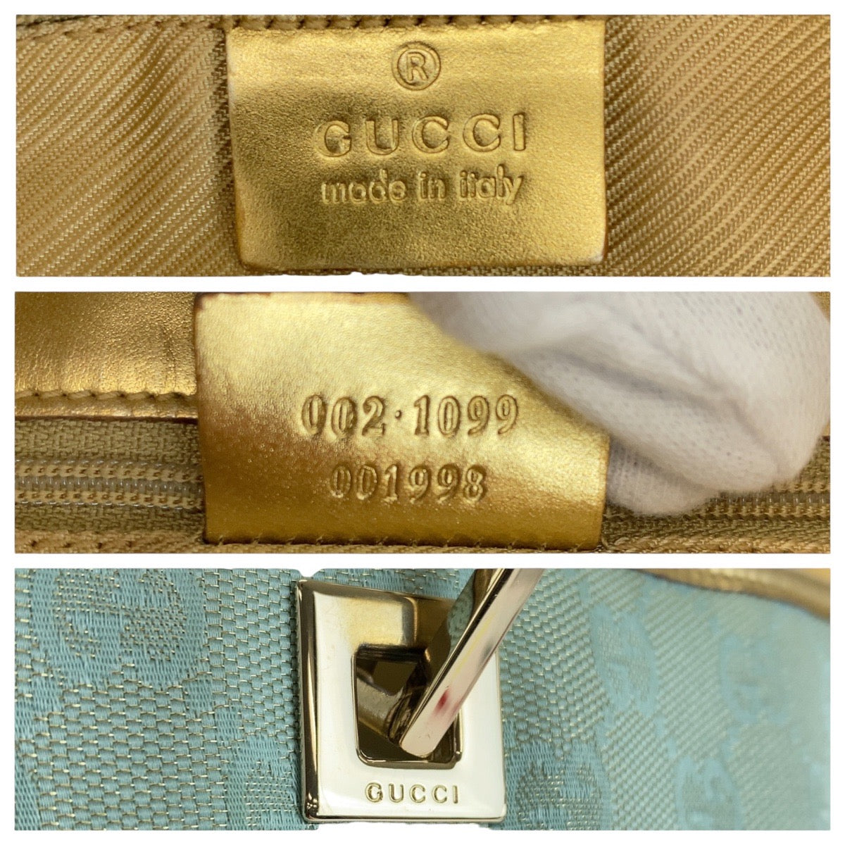 GUCCI Tote Bag 002 1099 GG canvas, leather Emerald green Tote Bag handbag Women Used Authentic