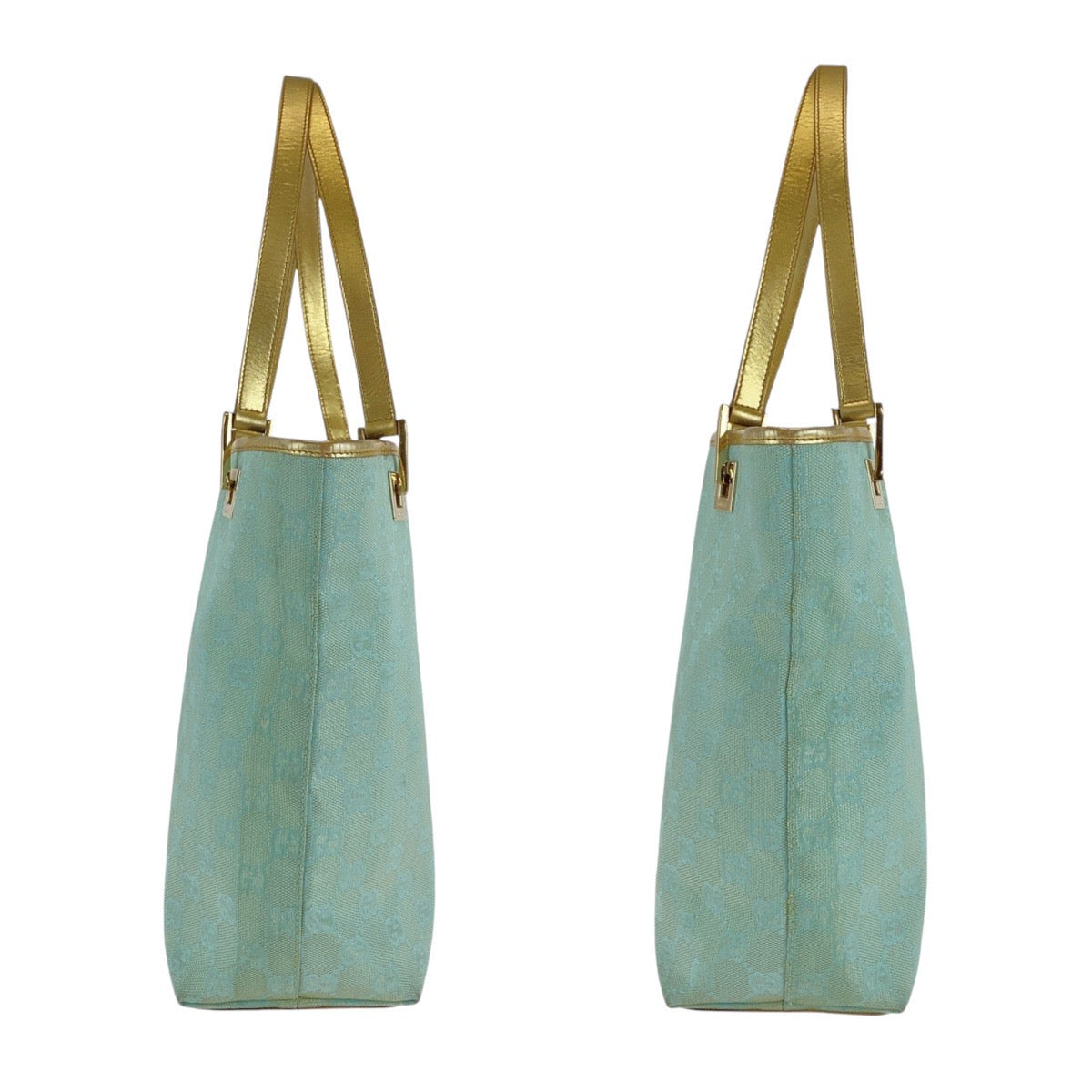 GUCCI Tote Bag 002 1099 GG canvas, leather Emerald green Tote Bag handbag Women Used Authentic